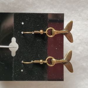 Bronze mermaid tail hook earrings